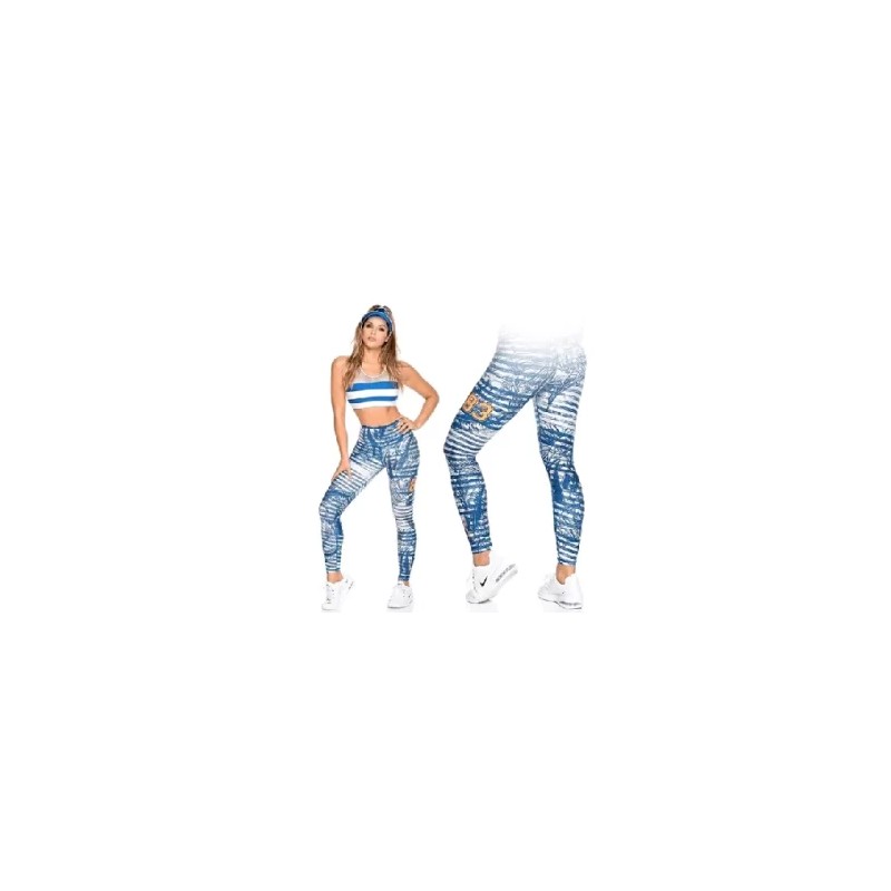 Leggins color blanco y franjas azules