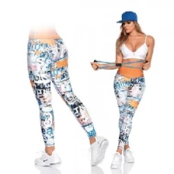 Leggins color naranja letras