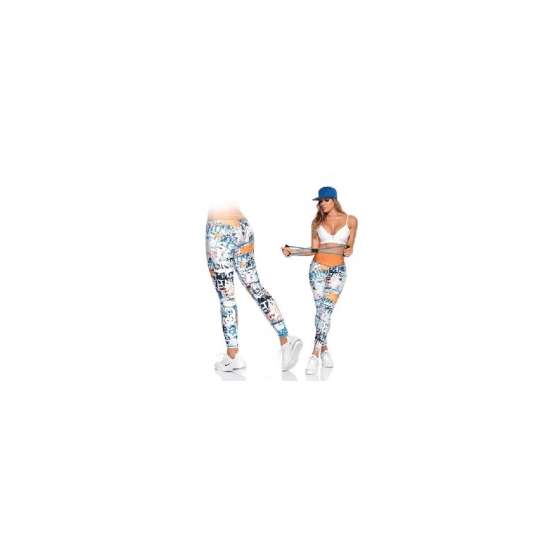 Leggins color naranja letras