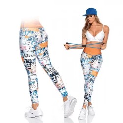 Leggins color naranja letras